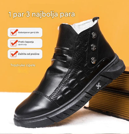 👞【39-44】⛄ Muške čizme od prave kože s toplom pamučnom podstavom, neklizajuće, vodootporne, udobne i fleksibilne zimske čizme