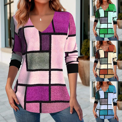 💥[S-5XL] Camiseta de manga corta con cuello en V, suéter de manga larga para otoño e invierno 2024 - 3785553 