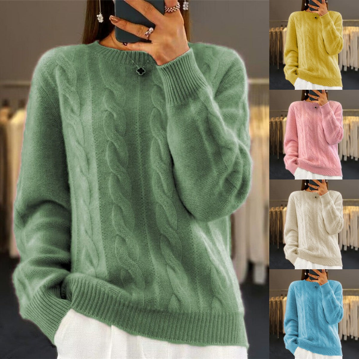 Ograničena ponuda, 41% popusta! 【S-3XL】🤩 Novi retro pleteni puloveri s okruglim izrezom za jesen i zimu, moderni puloveri, mogu se nositi kao osnovni sloj.3796484