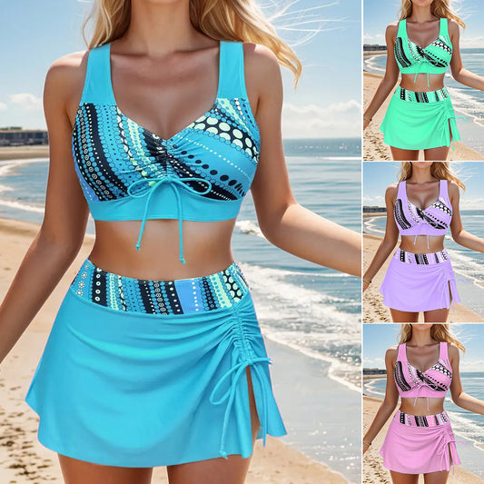 🩱👙【S-2XL】Udoban dvodijelni kupaći kostim s printom i mašnama