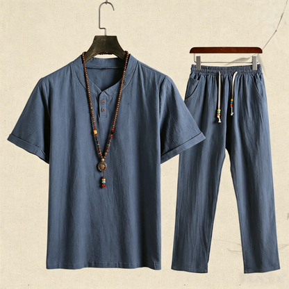 🔥【M-5XL】【Majica + hlače】Novi modni ležeran muški dvodijelni set, široki kroj✅Plaćanje pouzećem