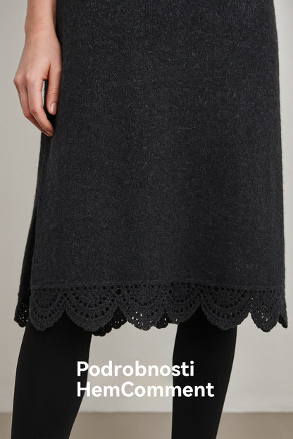 【XS-3XL】👗Nov komplet iz čipke, z razporkom, dizajn puloverja, dvodelni komplet obleka-pulover s trakovi in razporkom