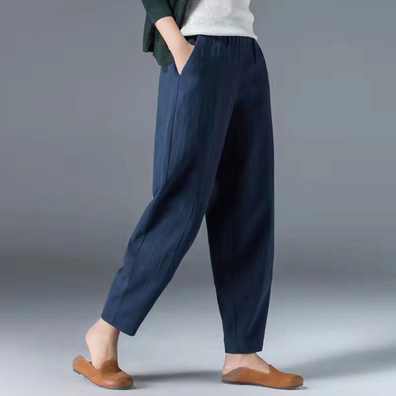 💥🔥【S-5XL】✨💕 Elegante pantalón casual de lino y algodón para mujer, de pierna ancha y cintura elástica