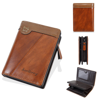 ✨【Compra 1 y llévate 1 gratis】Nueva billetera con cremallera estilo retro de primera calidad para hombre con función antirrobo RFID.