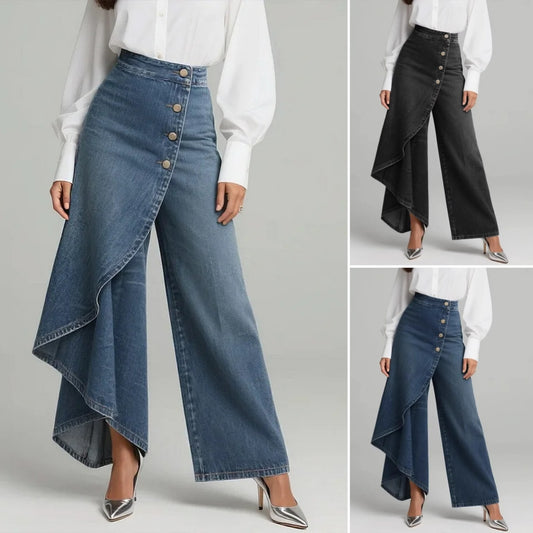 🥇Ženske traperice visokog struka i širokih nogavica, širokog kroja, elegantnog dizajna.