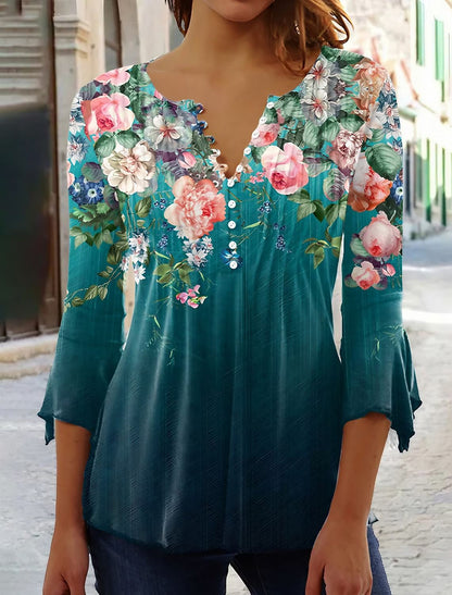👕🥰【Сезонна отстъпка】[S-5XL] Дамска модерна тениска с V-образно деколте