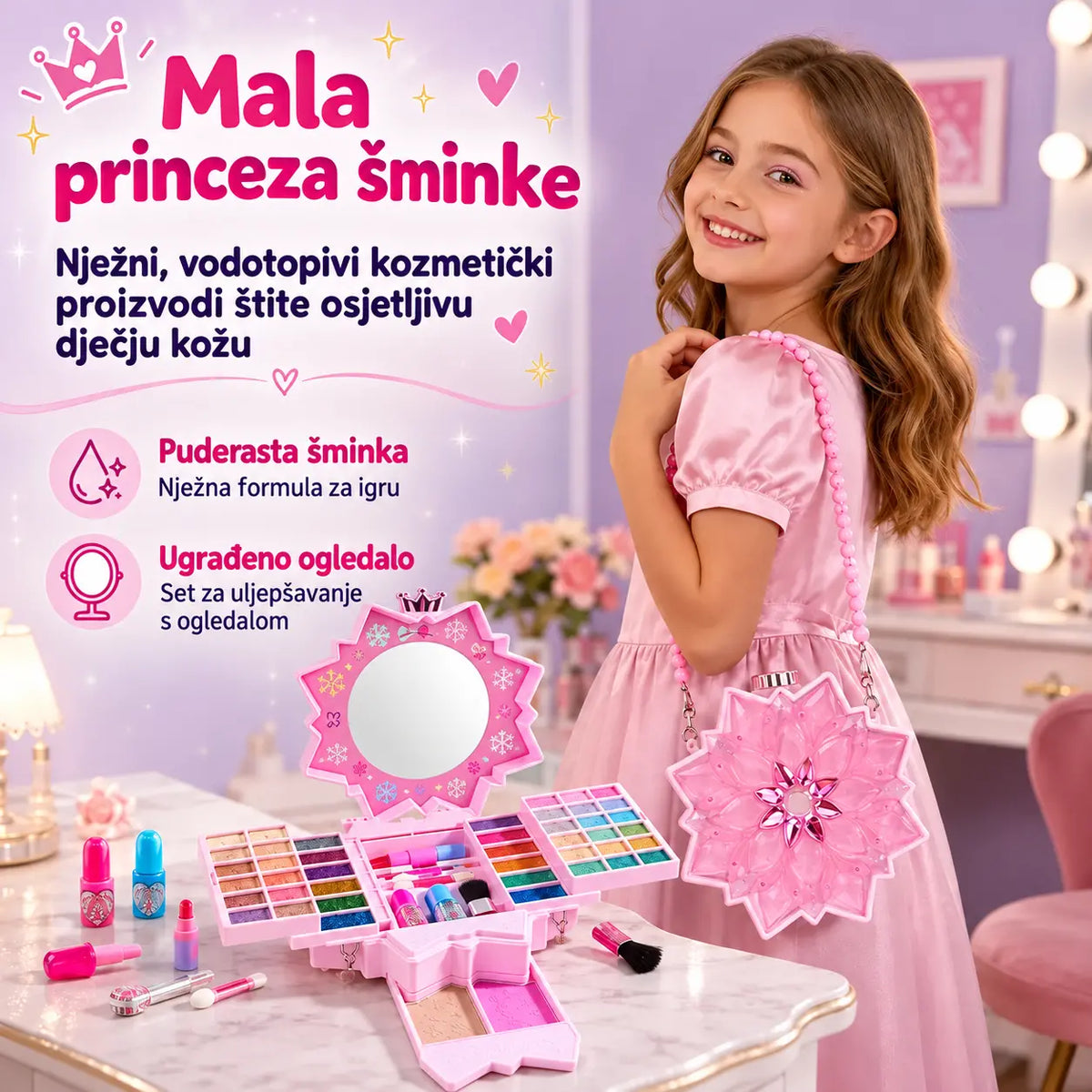 💄 Ponuda ograničenog trajanja: Uštedite 49%! ✨ Perivi set za šminkanje princeze: Sigurna i netoksična igračka za šminkanje dizajnirana posebno za djecu 👸