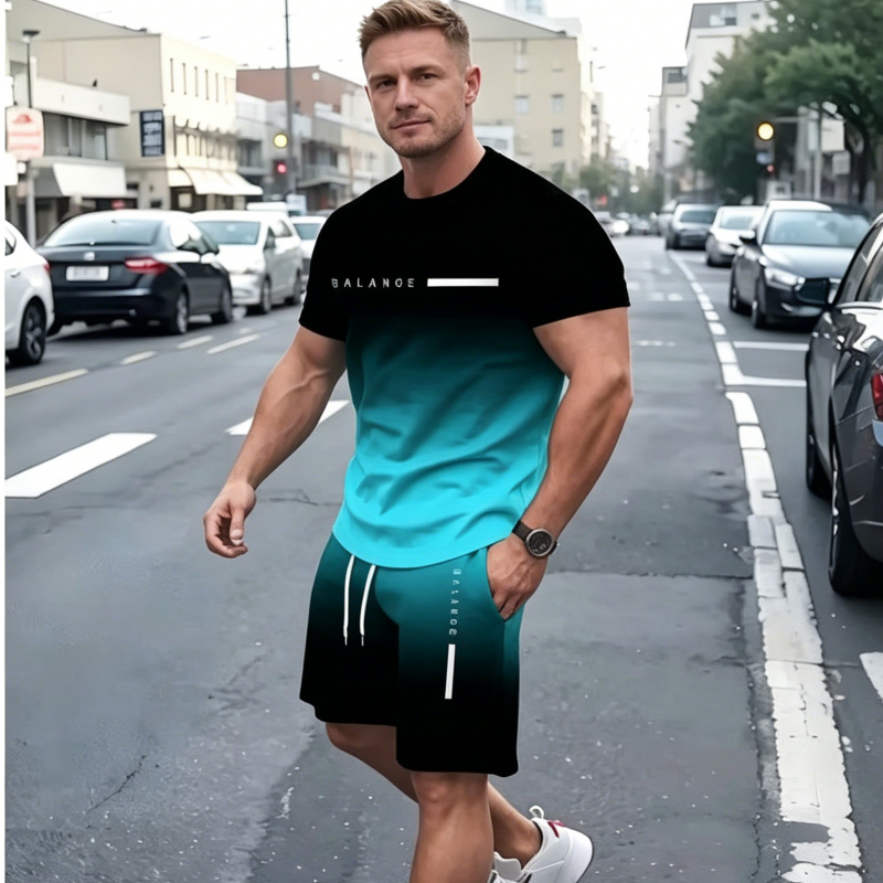 😍Kupite jedan, dobijte jedan gratis😍【S-3XL】👖2026 Novi muški modni višebojni ljetni komplet kratkih rukava od čistog pamuka