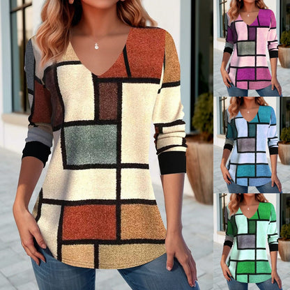 💥[S-5XL] Camiseta de manga corta con cuello en V, suéter de manga larga para otoño e invierno 2024 - 3785553 