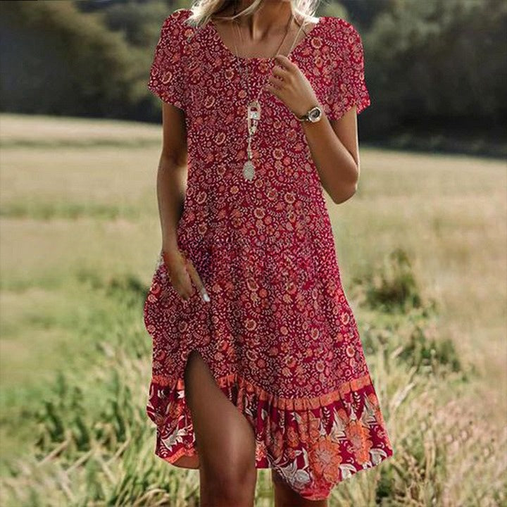 【50% popusta - zadnji dan】【Veličine: S-3XL】💖👗Nova ležerna haljina s okruglim izrezom i printom za proljeće/ljeto 2026.🌸🌞