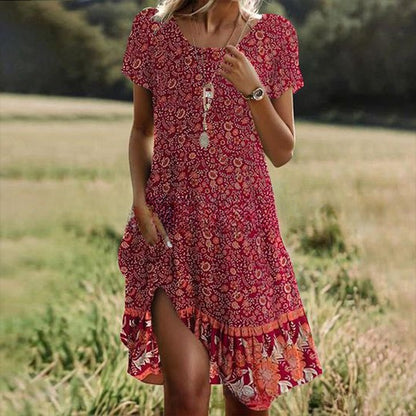 【50% popusta - zadnji dan】【Veličine: S-3XL】💖👗Nova ležerna haljina s okruglim izrezom i printom za proljeće/ljeto 2026.🌸🌞