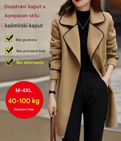 🔥🧥👩【40% popusta】【M-4XL】Nova jesen/zima 2025, ženska korejska srednje dolga dvostranska kašmir jakna/plašč