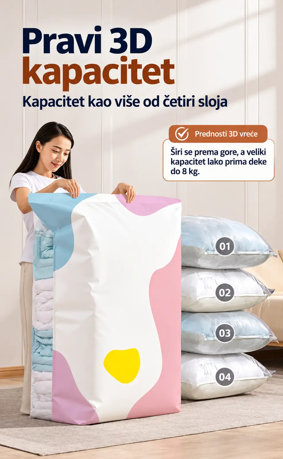 🧳【Set od 5 dijelova】💨 Velika, stlačiva vakuumska vrećica za pohranu: nije potrebna pumpa, nepropusna je i idealna za uštedu prostora u koferima i kod kuće ✈️