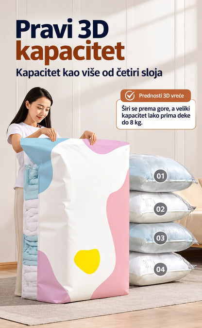 🧳【Set od 5 dijelova】💨 Velika, stlačiva vakuumska vrećica za pohranu: nije potrebna pumpa, nepropusna je i idealna za uštedu prostora u koferima i kod kuće ✈️