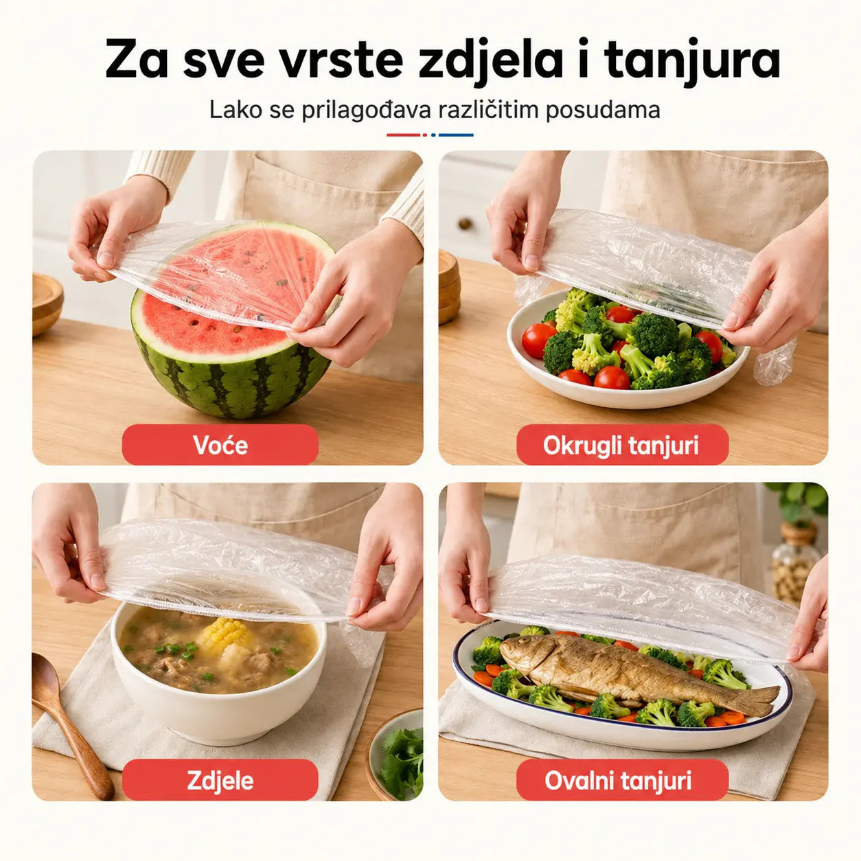 🥗✨ 300 jednokratnih poklopaca za hranu | Fleksibilni poklopci za tanjure, zdjele i posude - Besplatna dostava - Plaćanje pouzećem dostupno