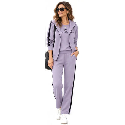 🔥【Novi dolazak - Ograničeno vrijeme 50% popusta】❄️S- 4XL】Ženski jesensko/zimski modni ležerni set od tri dijela (majica + jakna + hlače)