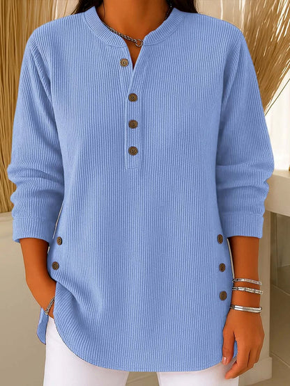 👗✨ Nueva blusa de punto para mujer 2025, de alta calidad y color sólido, estilo casual y holgado, manga larga con cuello redondo (S-4XL) 🌸💖-4178128