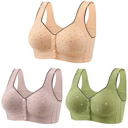 🏆【3 paquetes】【40-120 kg】Sujetador sin aros para mujer, cierre frontal ❤️ Algodón Tencel, natural, antibacteriano y cómodo