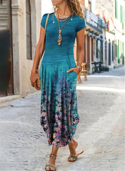 Vestido holgado con bolsillos y estampado de alta calidad para mujer, nuevo, 2024 - 3733536 