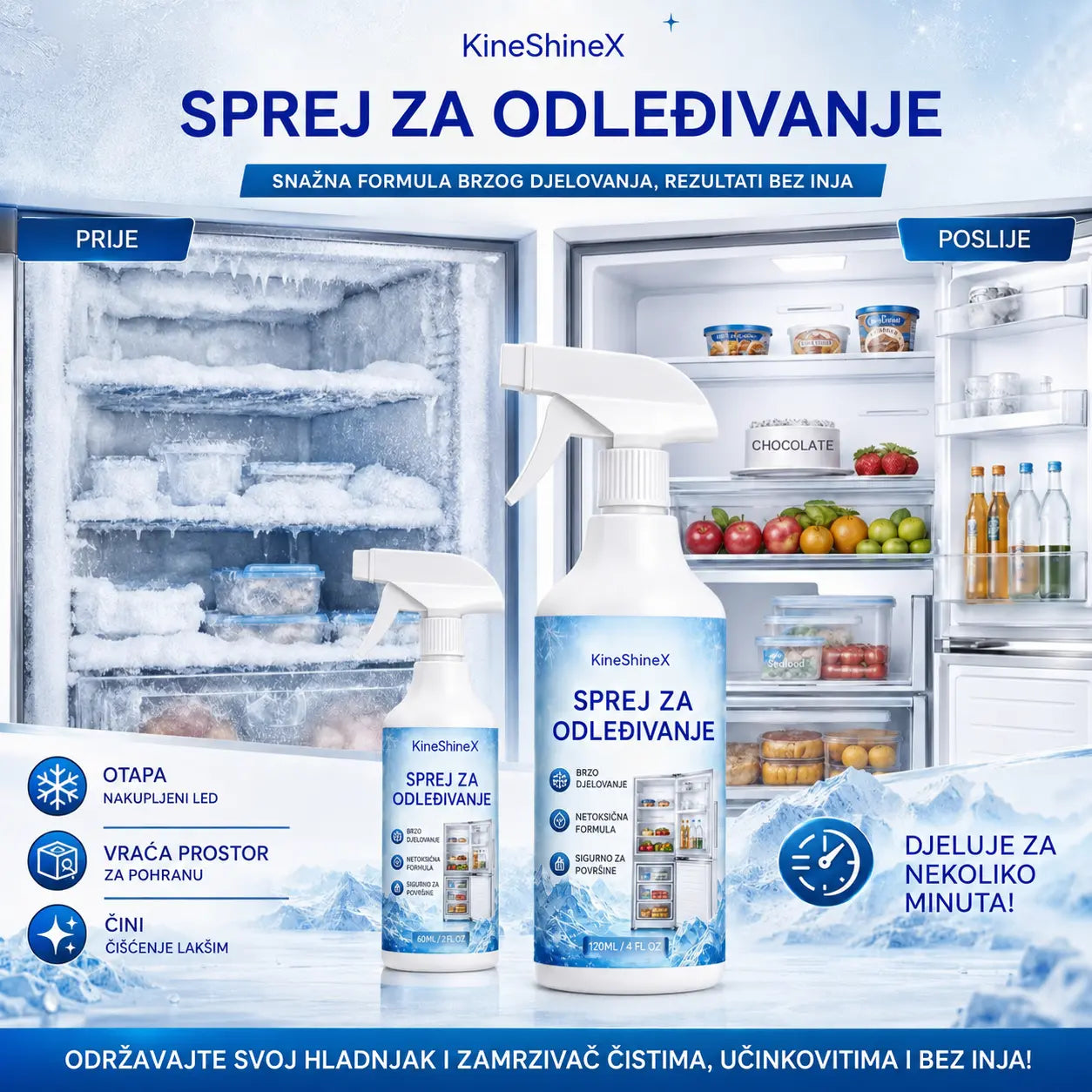 🔥【Kupite 1, dobijte 1 gratis】❄️ Novi sprej za odmrzavanje iz 2026. 🧡 Brzo uklanja led iz zamrzivača