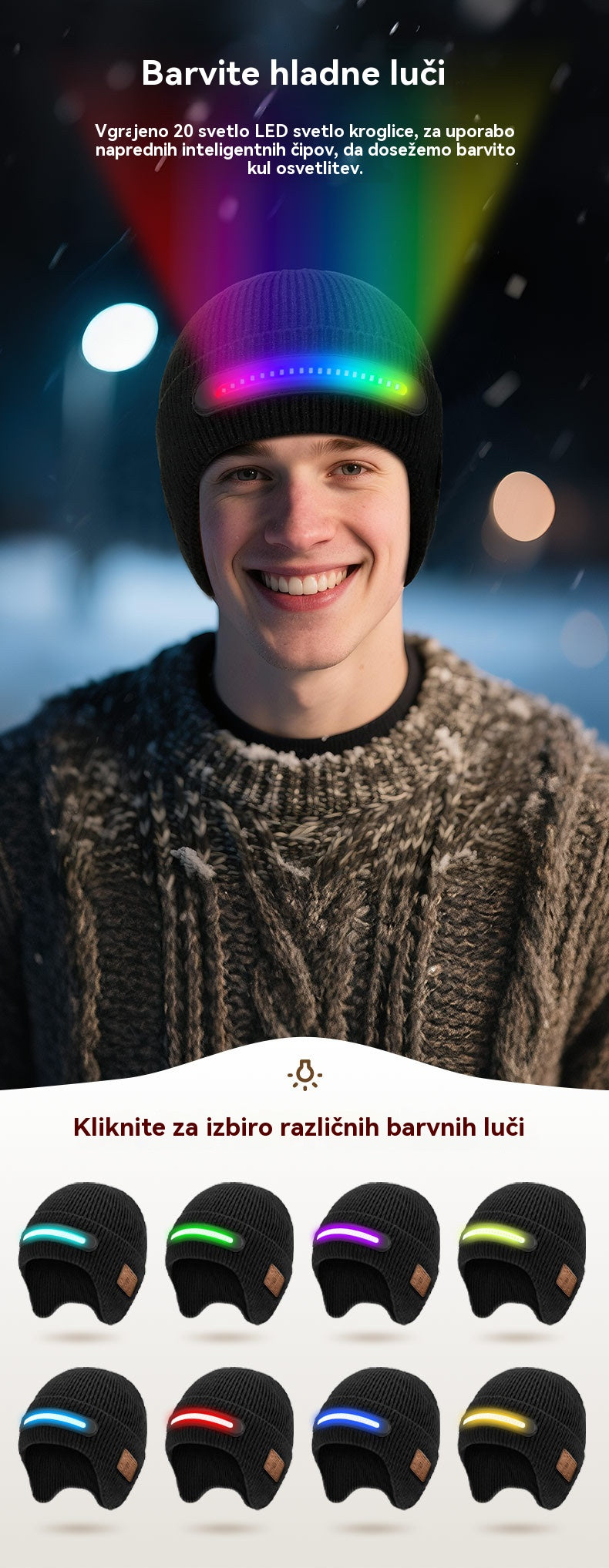 Zimski nov izdelek, 35% popust🔥🧢Polnilna LED kapa z Bluetooth, unisex, topla, vsestranska in modna💡