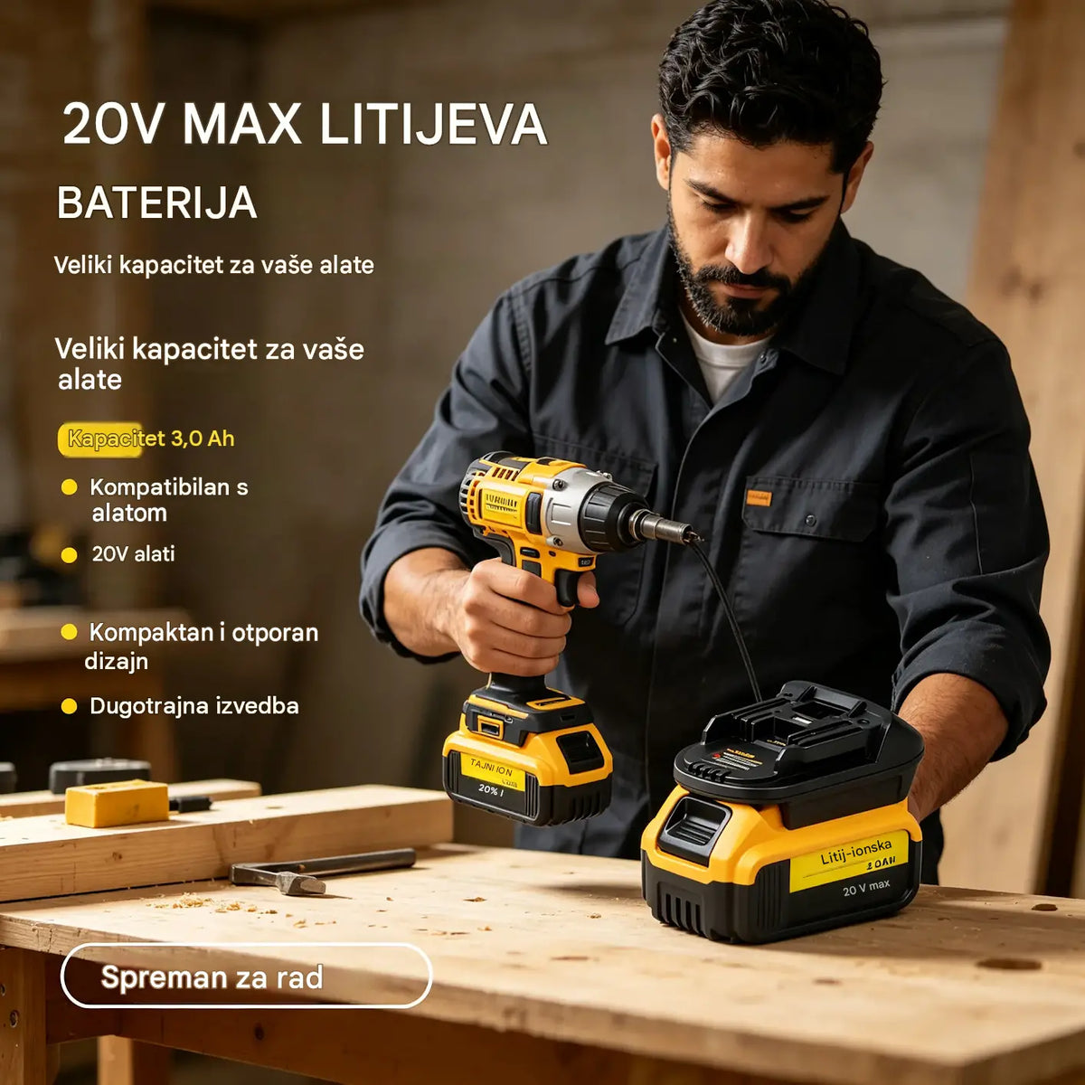⚡Adapter za litijeve baterije za električne alate od 18 V, jednostavno napajanje raznih alata.