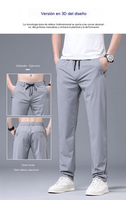 🔥Oferta de temporada【45kg-115kg】🔥Nuevos pantalones de seda elásticos y frescos para hombre, estilo primavera/verano, cómodos y versátiles