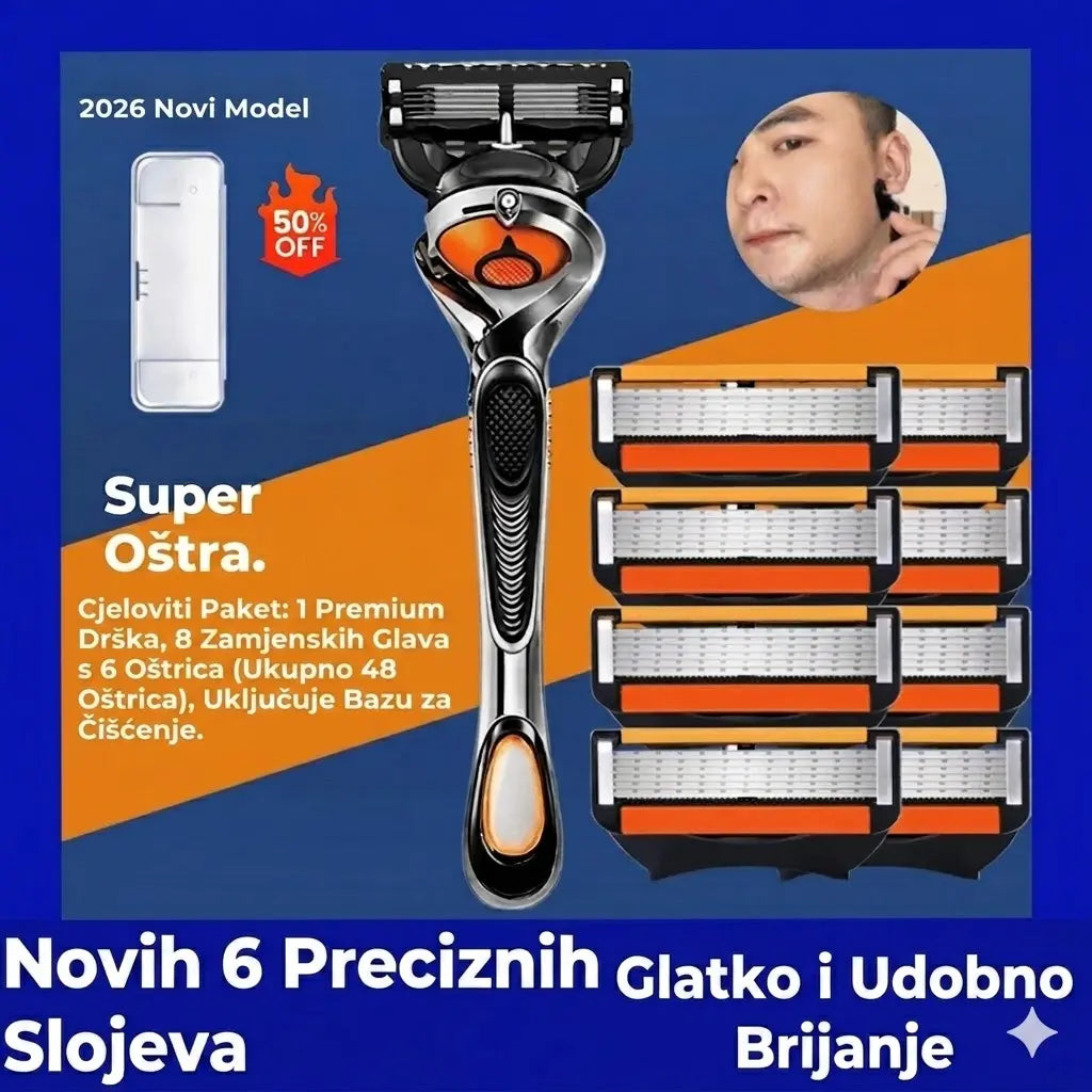 Set zamjenskih britvica za muškarce + stalak - Ultra oštre oštrice od nehrđajućeg čelika za glatko brijanje 🪒✨