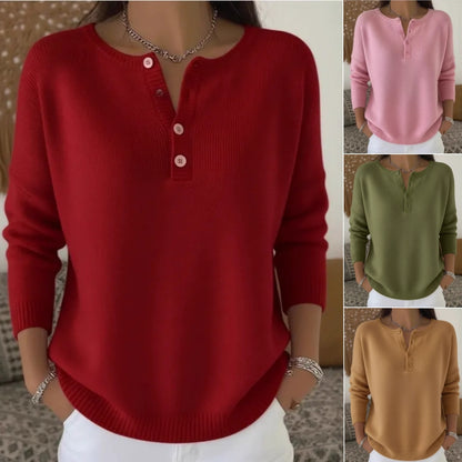 💟Último día: 50% de descuento ✨【S-2XL】Suéter de cuello en V de color sólido para mujer, suelto y casual