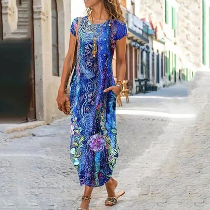 Vestido holgado con bolsillos y estampado de alta calidad para mujer, nuevo, 2024 - 3733536 