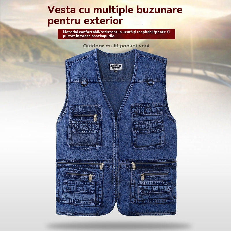 🔥Nova kolekcija 50% popusta, XL-7XL muška radna vanjska toplinska traper jakna s flisom 2025, s više džepova