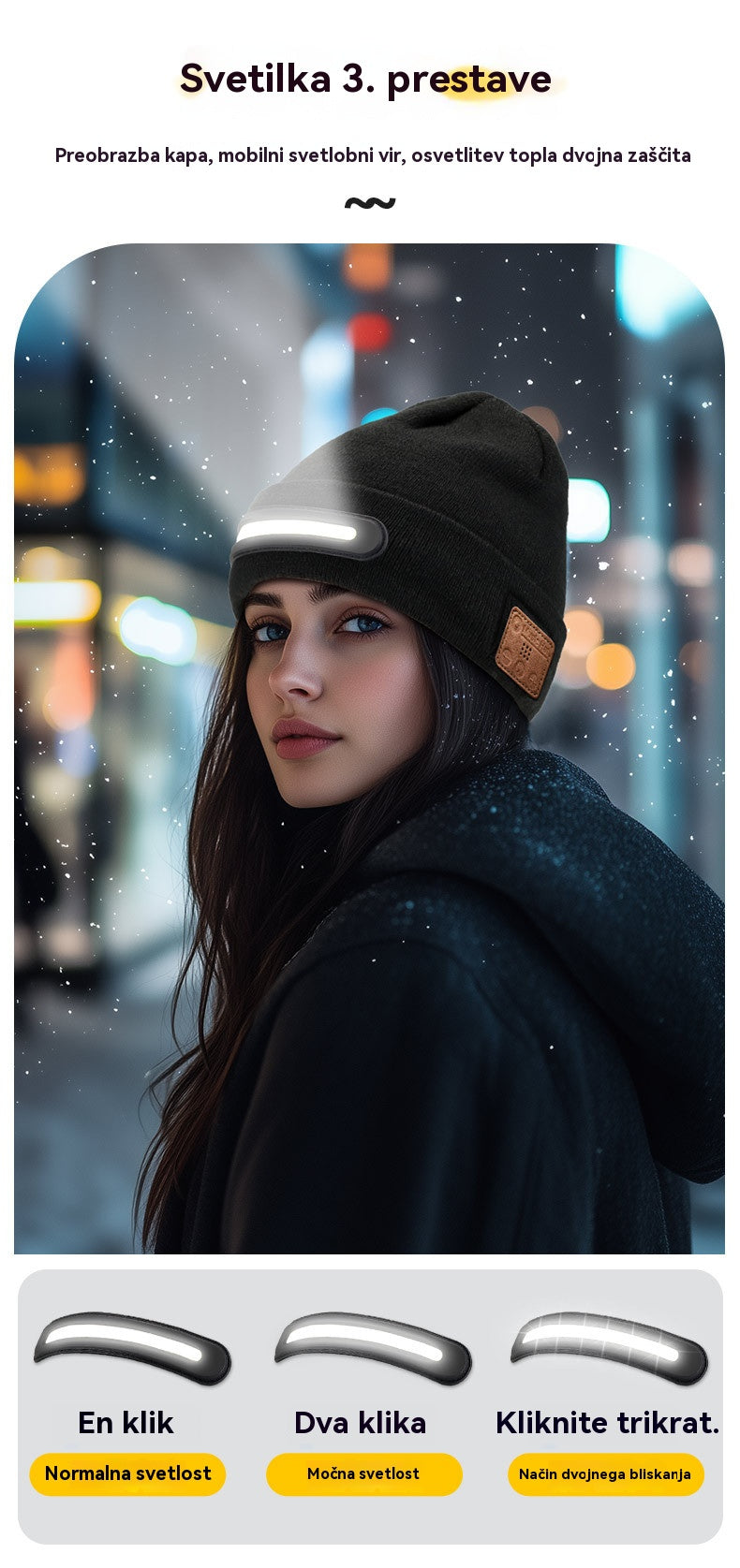 Zimski nov izdelek, 35% popust🔥🧢Polnilna LED kapa z Bluetooth, unisex, topla, vsestranska in modna💡