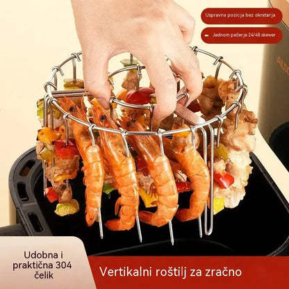 🍖🍗 Rešetka od nehrđajućeg čelika 304 s 24 ražnjića, za fritezu na vrući zrak – besplatna dostava – plaćanje pouzećem