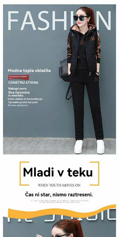 🔥💃Nova jesensko-zimska modna trenirka 【Hlače+Džemper+Prsluk】💖 Ženski športno-udobni komplet iz žameta – velike velikosti✨