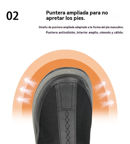 🔥【39-44】Invierno 2025, zapatos de alta calidad para hombre de algodón con cubierta de cuero, ligeros y cómodos