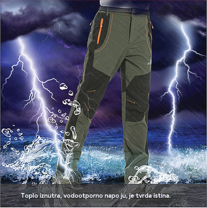 【💥Visoka kvaliteta】【S-5XL】Muške planinarske hlače, mekane, vodootporne, otporne na vjetar, prozračne, tople i od debelog flisa za sportove na otvorenom.