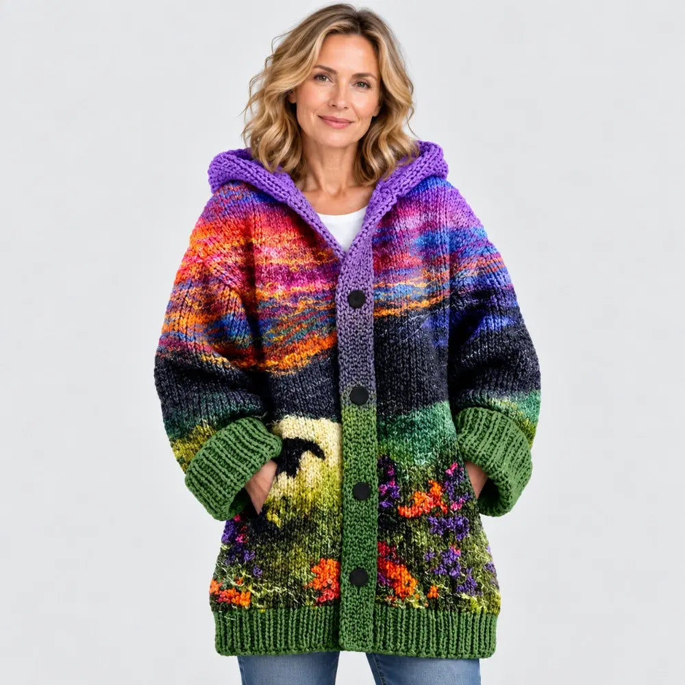 【M-7XL】Široki pleteni kardigan s kapuljačom, ležeran stil, toplina i retro umjetnički izgled, idealan za svakodnevno nošenje u jesen i zimu.
