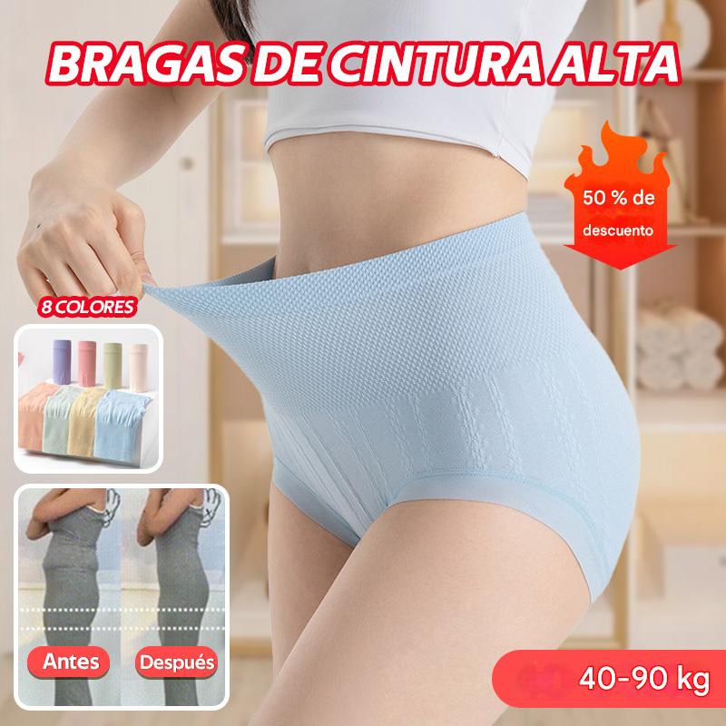 🔥 50% de descuento - 【Pack de 8】 Bragas altas de algodón para mujer con control de abdomen y efecto antibacteriano