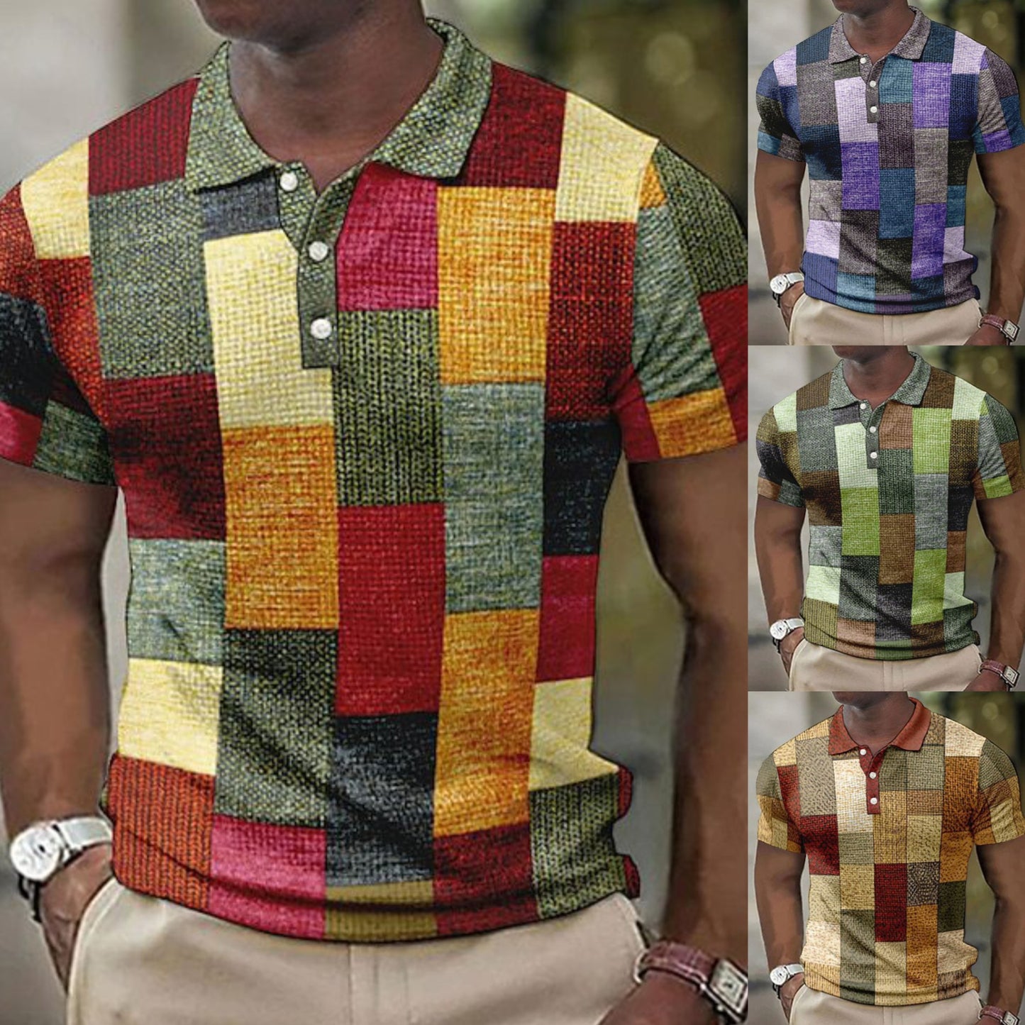 💥👕2026【S-5XL】Nova muška karirana prugasta polo majica od pamuka i lana