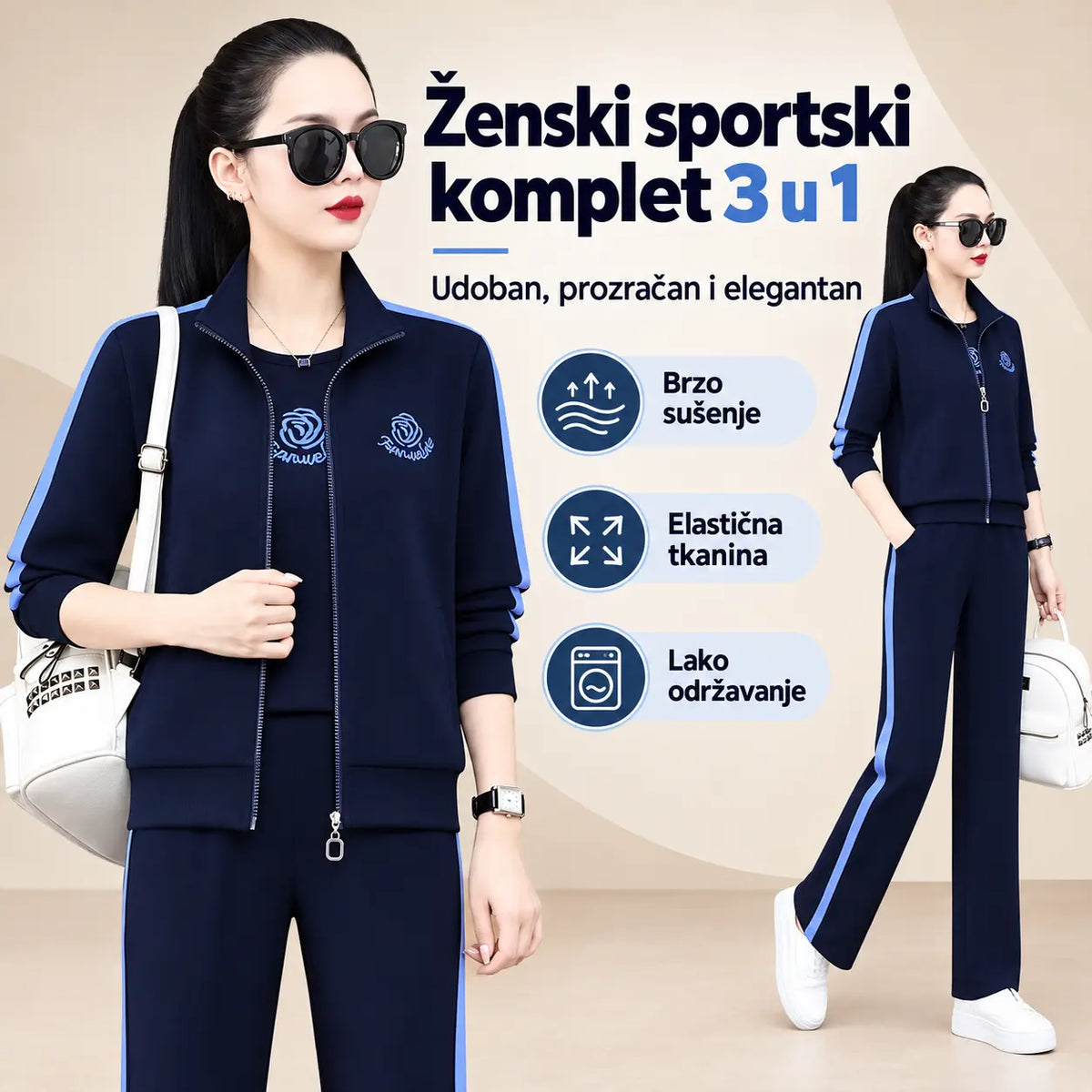 🏆【M-5XL】🔥【Sakun+majica+hlače】💖2026 novi trodijelni sportski casual set
