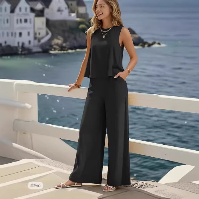 🔥Kupi 1, dobij 1 gratis🔥【S-3XL】Ljetni novi modni jednobojni bezrukavni komplet, elegantnog izgleda, idealan za posao i svakodnevno nošenje.