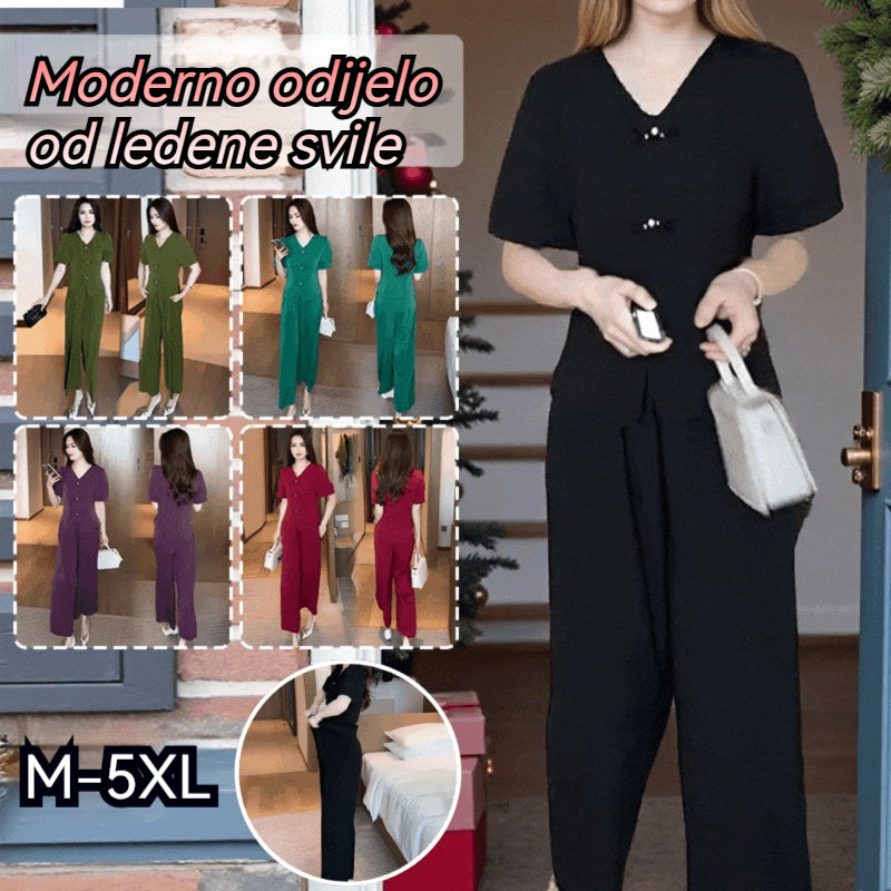 🌸【M-5XL】🔥Novi ljetni dolazak【Majica + hlače širokih nogavica】2026 Modni komplet od ledene svile - hladan i udoban