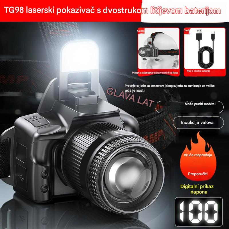 💡【50% POPUST】Snažna senzorska čeona lampa za kućnu i vanjsku upotrebu, s funkcijom zuma, velikog dometa, punjiva, dugotrajna, za noćne šetnje, avanture i noćni ribolov