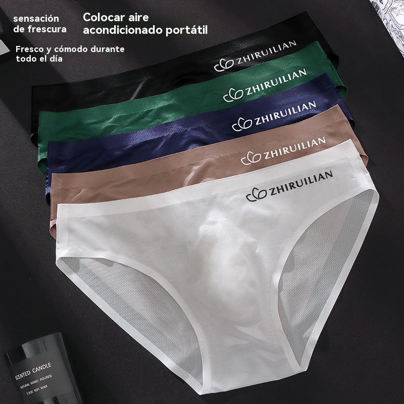 🔥¡Liquidación con grandes descuentos!🩲【Compra 5 y llévate 5 gratis】Calzoncillos de seda de hielo transpirables para hombre, cintura baja (45-100 kg)