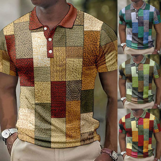 💥👕【S-5XL】Muška ležerna POLO majica s geometrijskim uzorkom iz 2025.