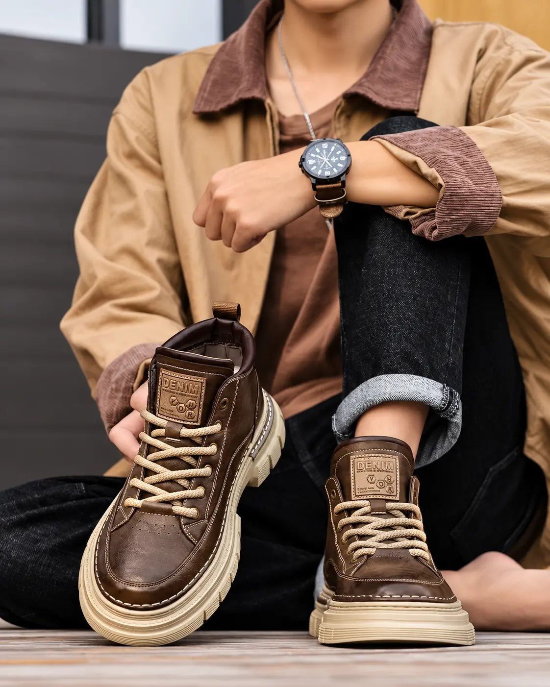 💪【Posebna ponuda od 45%】Jesensko/zimske muške retro visoke martinke - britanski retro stil