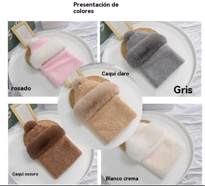 🔥【Compra 1 y llévate 1 gratis】Nuevo gorro y bufanda de lana de cordero para invierno, gruesos y cálidos, indispensables para exteriores y oficina.