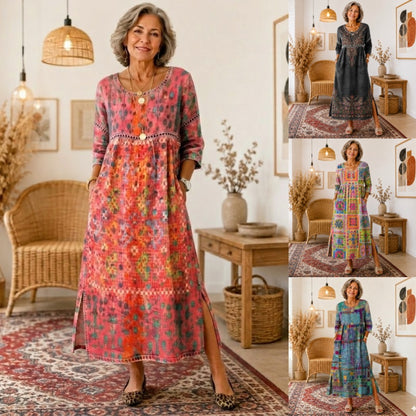 ✨Juliet | Boho vezena duga haljina: široki kroj koji vizualno stanjuje, elegantna i udobna za svaku figuru