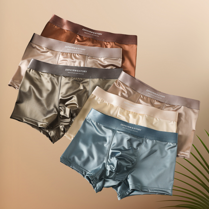 🔥🩲【Paquete de 6 unidades】Nuevos calzoncillos de seda fría para hombres, bóxers transpirables de verano, calzoncillos de satén para hombre