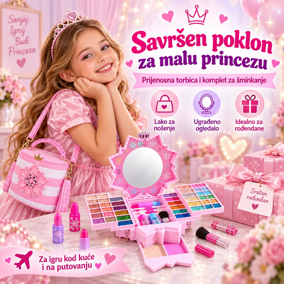 💄 Ponuda ograničenog trajanja: Uštedite 49%! ✨ Perivi set za šminkanje princeze: Sigurna i netoksična igračka za šminkanje dizajnirana posebno za djecu 👸